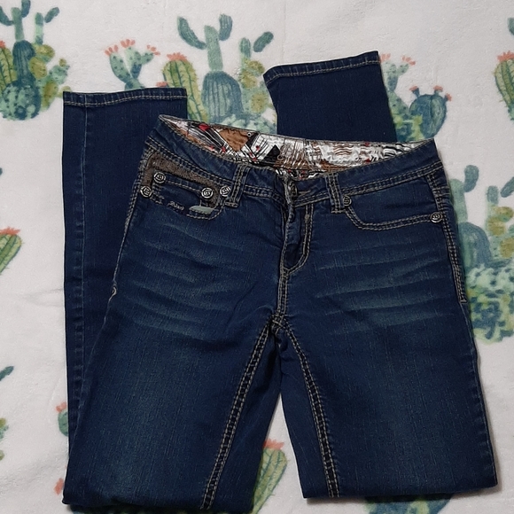 Fancy snake skin pocket western jeans